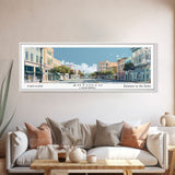 Antioch California Panoramic Painting, Mid Century Modern Framed Canvas Print, Retro Pop Art Travel Poster, Home Decor, City Art