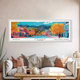 Arvada Colorado Panoramic Painting, Mid Century Modern Framed Canvas Print, Retro Pop Art Travel Poster, Living Room Wall Art, City Print