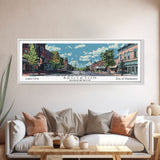 Brockton Massachusetts Panoramic Painting, Mid Century Modern Framed Canvas Print, Retro Pop Art Travel Poster, Home Decor, City Art