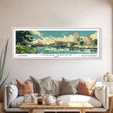 Cedar Rapids Iowa Panoramic Painting, Mid Century Modern Framed Canvas Print, Retro Pop Art Travel Poster, Living Room Wall Art Decor, City Print