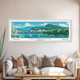 Chattanooga Tennessee Panoramic Painting, Mid Century Modern Framed Canvas Print, Retro Pop Art Travel Poster, Home Decor, City Print