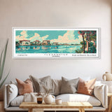 Clearwater Florida Panoramic Painting, Mid Century Modern Framed Canvas Print, Retro Pop Art Travel Poster, Home Decor, City Art