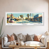 Clovis California Panoramic Wall Art, Mid Century Modern Framed Canvas Print, Retro Pop Art Travel Poster, City Office Decor, Home Art