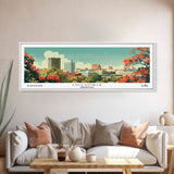 Columbia Missouri Panoramic Wall Art, Mid Century Modern Framed Canvas Print, Retro Pop Art Travel Poster, City Home Decor, Office Wall Art