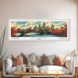 Columbus Ohio Panoramic Wall Art, Mid Century Modern Framed Canvas Print, Retro Pop Art Travel Poster, City Living Room Decor, Office Wall Art