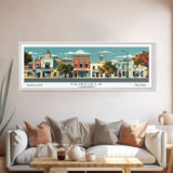 Fairfield California Panoramic Art, Mid Century Modern Framed Canvas Print, Retro Pop Art Travel Poster, Office Wall Decor