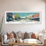 Gresham Oregon Panoramic Art, Mid Century Modern Framed Canvas Print, Retro Pop Art Travel Poster, Office Wall Decor