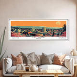 Gresham Oregon Panoramic Art, Mid Century Modern Framed Canvas Print, Retro Pop Art Travel Poster, Office Wall Decor