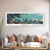 Hartford Connecticut Panoramic Painting, Mid Century Modern Framed Canvas Print, Retro Pop Art Travel Poster, Home Wall Decor