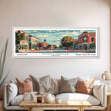 Independence Missouri Panoramic Painting, Mid Century Modern Framed Canvas Print, Retro Pop Art Travel Poster, Home Decor