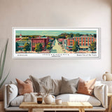 Independence Missouri Panoramic Painting, Mid Century Modern Framed Canvas Print, Retro Pop Art Travel Poster, Home Decor