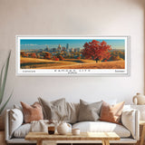 Kansas City Kansas Panoramic Wall Art, Mid Century Modern Framed Canvas Print, Retro Pop Art Travel Poster, Office Wall Art