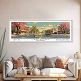 Lakewood New Jersey Panoramic Wall Art, Mid Century Modern Framed Canvas Print, Retro Pop Art Travel Poster, Living Room Art