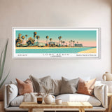 Long Beach California Panoramic Painting, Mid Century Modern Framed Canvas Print, Retro Pop Art Travel Poster, Office Decor