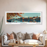 Lowell Mississippi Panoramic Painting, Mid Century Modern Framed Canvas Print, Retro Pop Art Travel Poster, Office Wall Art