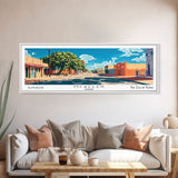 McAllen Texas Panoramic Wall Art, Mid Century Modern Framed Canvas Print, Retro Pop Art Travel Poster, Home Wall Art