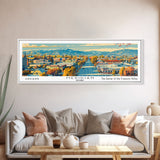 Meridian Idaho Panoramic Painting, Mid Century Modern Framed Canvas Print, Retro Pop Art Travel Poster, Home Decor