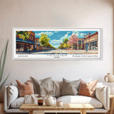 Meridian Idaho Panoramic Painting, Mid Century Modern Framed Canvas Print, Retro Pop Art Travel Poster, Home Decor