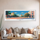 Midland Texas Panoramic Wall Art, Mid Century Modern Framed Canvas Print, Retro Pop Art Travel Poster, Living Room Art