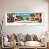 Miramar Florida Panoramic Painting, Mid Century Modern Framed Canvas Print, Retro Pop Art Travel Poster, Office Wall Art