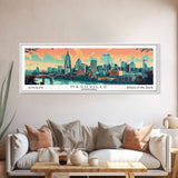 Nashville Tennessee Panoramic Wall Art, Mid Century Modern Framed Canvas Print, Retro Pop Art Travel Poster, Home Wall Decor