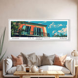 New Orleans Louisiana Panoramic Painting, Mid Century Modern Framed Canvas Print, Retro Pop Art Travel Poster, Office Decor