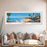 Oceanside California Panoramic Wall Art, Mid Century Modern Framed Canvas Print, Retro Pop Art Travel Poster, City Art, Office Wall Decor, Living Room Art