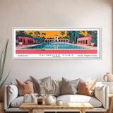 Pembroke Pines Florida Panoramic Wall Art, Mid Century Modern Framed Canvas Print, Retro Pop Art Travel Poster, City Art, Office Wall Decor, Living Room Art