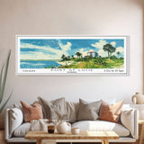 Port St. Lucie Florida Panoramic Painting, Mid Century Modern Framed Canvas Print, Retro Pop Art Travel Poster, City Art, Office Wall Decor, Living Room Art