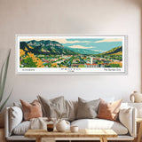 Provo Utah Panoramic Painting, Mid Century Modern Framed Canvas Print, Retro Pop Art Travel Poster, City Art, Office Wall Decor, Living Room Art