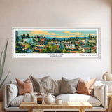 Renton Washington Panoramic Wall Art, Mid Century Modern Framed Canvas Print, Retro Pop Art Travel Poster, City Art, Office Wall Decor, Living Room Art