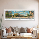 Richardson Texas Panoramic Painting, Mid Century Modern Framed Canvas Print, Retro Pop Art Travel Poster, City Art, Office Wall Decor, Living Room Art