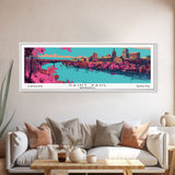 Saint Paul Minnesota Panoramic Painting, Mid Century Modern Framed Canvas Print, Retro Pop Art Travel Poster, City Art, Office Wall Decor, Living Room Art