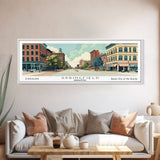 Springfield Illinois Panoramic Art, Mid Century Modern Framed Canvas Print, Retro Pop Art Travel Poster, Office Wall Art, Home Decoration