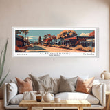 Albuquerque New Mexico Panoramic Painting, Framed Canvas Print, Mid Century Modern Wall Art, Retro Pop Art Travel Poster, Office Decor, City Art