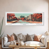 Augusta Georgia Panoramic Painting, Framed Canvas Print, Mid Century Modern Wall Art, Retro Pop Art Travel Poster, Living Room Decor, City Art