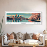 Baltimore Maryland Panoramic Painting, Framed Canvas Print, Mid Century Modern Wall Art, Retro Pop Art Travel Poster, Home Decor, City Art