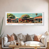 Brownsville Texas Panoramic Painting, Framed Canvas Print, Mid Century Modern Wall Art, Retro Pop Art Travel Poster, Living Room Decor, City Art