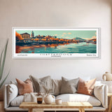 Chattanooga Tennessee Panoramic Painting, Framed Canvas Print, Mid Century Modern Wall Art, Retro Pop Art Travel Poster, Office Decor, City Art