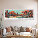 Elk Grove California Panoramic Painting, Framed Canvas Print, Mid Century Modern Wall Art, Retro Pop Art Travel Poster, Office Decor, City Art