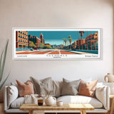 Glendale Arizona Panoramic Painting, Mid Century Modern Framed Canvas Print, City Art, Retro Pop Art Travel Poster, Living Room Decor, City Wall Art, Home Office Decor