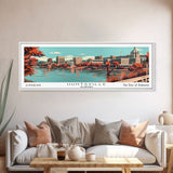 Huntsville Alabama Panoramic Painting, Mid Century Modern Framed Canvas Print, City Art, Retro Pop Art Travel Poster, Living Room Decor, Office Art, Cityscape Wall Art