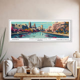 Indianapolis Indiana Panoramic Painting, Framed Canvas Print, Mid Century Modern Wall Art, Retro Pop Art Travel Poster, Cityscape Decor, Living Room Art, Office Wall Art