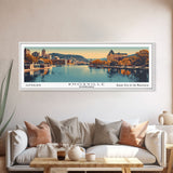 Knoxville Tennessee Panoramic Painting, Framed Canvas Print, Mid Century Modern Wall Art, Retro Pop Art Travel Poster, Cityscape Decor, Living Room Art, Office Wall Art