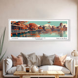 Memphis Tennessee Panoramic Wall Art, Mid Century Modern Framed Canvas Print, Retro Pop Art Travel Poster, Office Decor, Cityscape Art