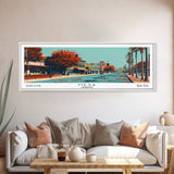 Mesa Arizona Panoramic Painting, Mid Century Modern Framed Canvas Print, Retro Pop Art Travel Poster, Living Room Decor, Gift Idea