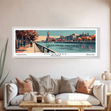 Milwaukee Wisconsin Panoramic Wall Art, Mid Century Modern Framed Canvas Print, Retro Pop Art Travel Poster, Office Decor, Living Room Art