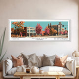 Modesto California Panoramic Wall Art, Mid Century Modern Framed Canvas Print, Retro Pop Art Travel Poster, Office Decor, Living Room Art