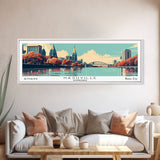 Nashville Tennessee Panoramic Painting, Mid Century Modern Framed Canvas Print, Retro Pop Art Travel Poster, Living Room Decor, City Art