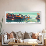 New Orleans Louisiana Panoramic Painting, Mid Century Modern Framed Canvas Print, Retro Pop Art Travel Poster, Home Decor, Living Room Art